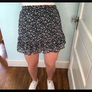 Blue Floral Mini Skirt
